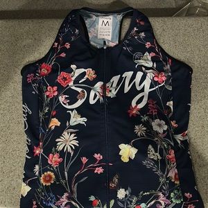 Ostroy floral “sorry” sleeveless jersey